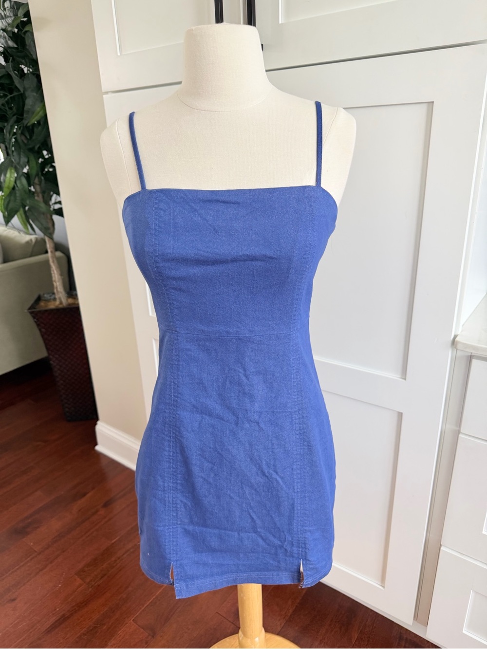 Altar'd State Cobalt Blue Spaghetti Strap Mini Denim Y2K Dress Mini